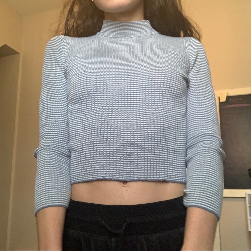 Blue long sleeved turtleneck